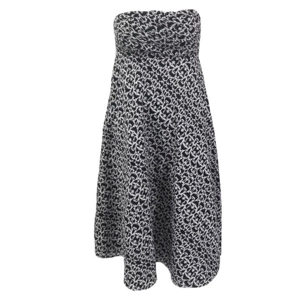 J. Crew Strapless Casual Dress Navy & White Batik Textured Size 4